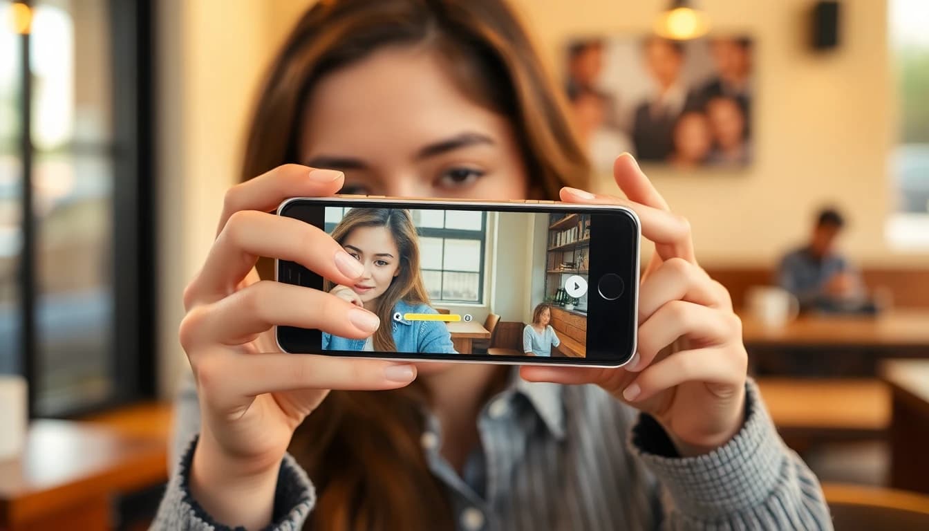 Person uploading selfies to an AI headshot generator app on their smartphone